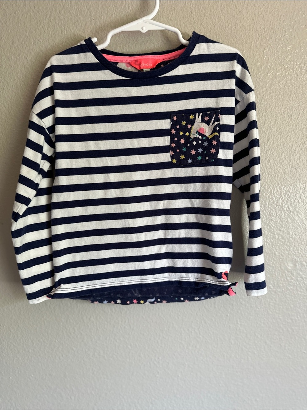Joules size 6Y long sleeve shirt with unicorn and stars pattern in 100% cotton